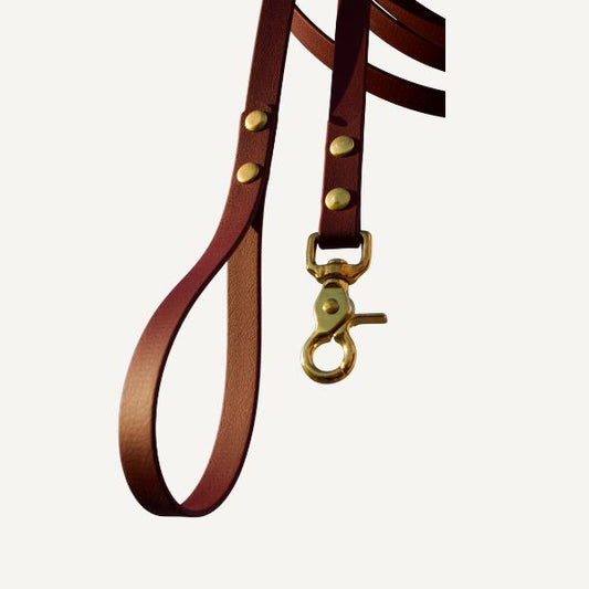 Longe en biothane de 20 mètres marron avec une poignée et une attache en laiton 